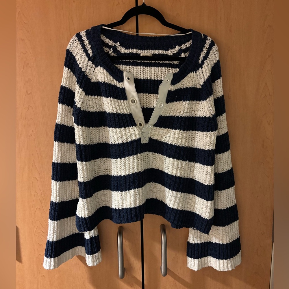 Pilcro Bell-Sleeve Henley Sweater